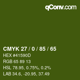 Farbcode: CMYK 27 / 0 / 85 / 65 | qconv.com