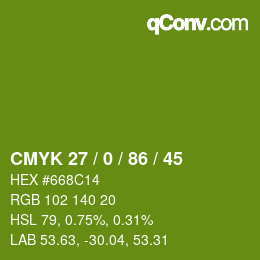颜色代码: CMYK 27 / 0 / 86 / 45 | qconv.com