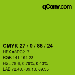 Color code: CMYK 27 / 0 / 88 / 24 | qconv.com