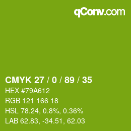 Color code: CMYK 27 / 0 / 89 / 35 | qconv.com