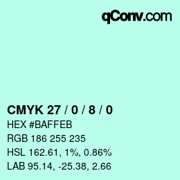 カラーコード: CMYK 27 / 0 / 8 / 0 | qconv.com