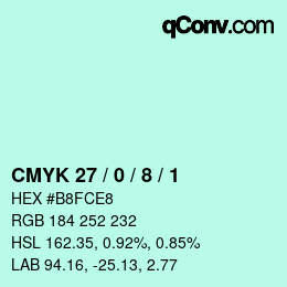 Color code: CMYK 27 / 0 / 8 / 1 | qconv.com