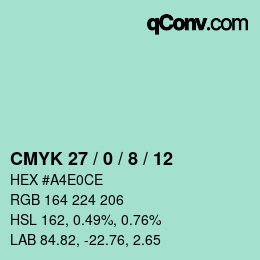 カラーコード: CMYK 27 / 0 / 8 / 12 | qconv.com