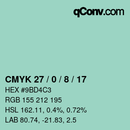 Color code: CMYK 27 / 0 / 8 / 17 | qconv.com