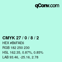 カラーコード: CMYK 27 / 0 / 8 / 2 | qconv.com