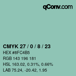 颜色代码: CMYK 27 / 0 / 8 / 23 | qconv.com