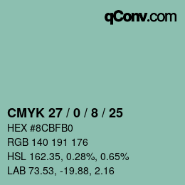 Farbcode: CMYK 27 / 0 / 8 / 25 | qconv.com