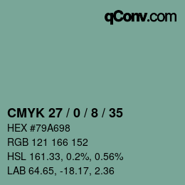 Código de color: CMYK 27 / 0 / 8 / 35 | qconv.com