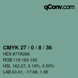 Color code: CMYK 27 / 0 / 8 / 36 | qconv.com