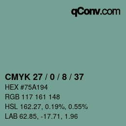 カラーコード: CMYK 27 / 0 / 8 / 37 | qconv.com