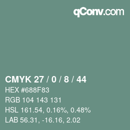 颜色代码: CMYK 27 / 0 / 8 / 44 | qconv.com