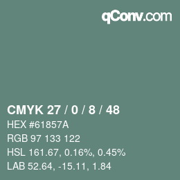 カラーコード: CMYK 27 / 0 / 8 / 48 | qconv.com
