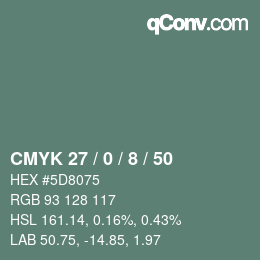 颜色代码: CMYK 27 / 0 / 8 / 50 | qconv.com