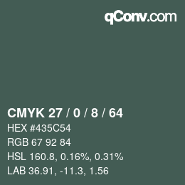 Color code: CMYK 27 / 0 / 8 / 64 | qconv.com