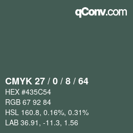 カラーコード: CMYK 27 / 0 / 8 / 64 | qconv.com