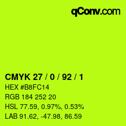 カラーコード: CMYK 27 / 0 / 92 / 1 | qconv.com