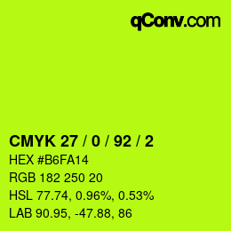 カラーコード: CMYK 27 / 0 / 92 / 2 | qconv.com