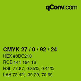 Color code: CMYK 27 / 0 / 92 / 24 | qconv.com
