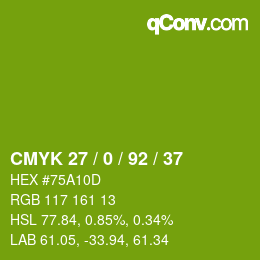 颜色代码: CMYK 27 / 0 / 92 / 37 | qconv.com