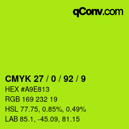 カラーコード: CMYK 27 / 0 / 92 / 9 | qconv.com