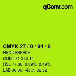 Color code: CMYK 27 / 0 / 94 / 8 | qconv.com