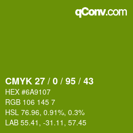 Color code: CMYK 27 / 0 / 95 / 43 | qconv.com