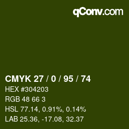 Color code: CMYK 27 / 0 / 95 / 74 | qconv.com