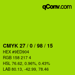 Color code: CMYK 27 / 0 / 98 / 15 | qconv.com