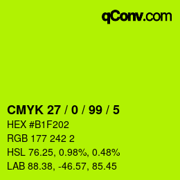 カラーコード: CMYK 27 / 0 / 99 / 5 | qconv.com