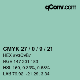 Farbcode: CMYK 27 / 0 / 9 / 21 | qconv.com