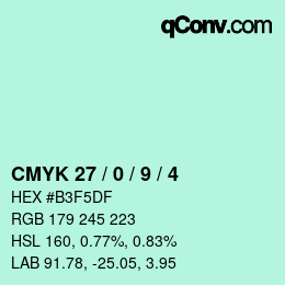 Color code: CMYK 27 / 0 / 9 / 4 | qconv.com