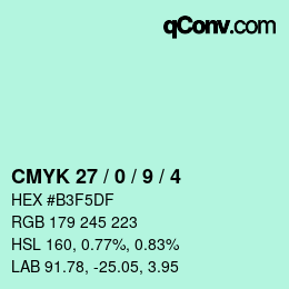 カラーコード: CMYK 27 / 0 / 9 / 4 | qconv.com