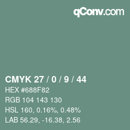 Farbcode: CMYK 27 / 0 / 9 / 44 | qconv.com