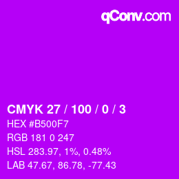 Color code: CMYK 27 / 100 / 0 / 3 | qconv.com