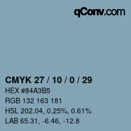 カラーコード: CMYK 27 / 10 / 0 / 29 | qconv.com