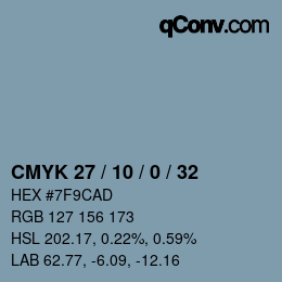 Color code: CMYK 27 / 10 / 0 / 32 | qconv.com