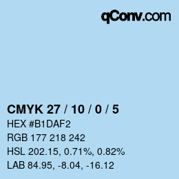 カラーコード: CMYK 27 / 10 / 0 / 5 | qconv.com