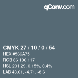Farbcode: CMYK 27 / 10 / 0 / 54 | qconv.com