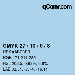 颜色代码: CMYK 27 / 10 / 0 / 8 | qconv.com