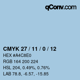 カラーコード: CMYK 27 / 11 / 0 / 12 | qconv.com