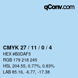 Color code: CMYK 27 / 11 / 0 / 4 | qconv.com