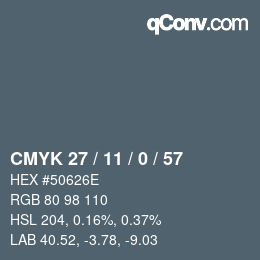 Color code: CMYK 27 / 11 / 0 / 57 | qconv.com
