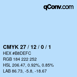 カラーコード: CMYK 27 / 12 / 0 / 1 | qconv.com