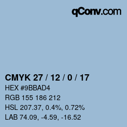 Farbcode: CMYK 27 / 12 / 0 / 17 | qconv.com