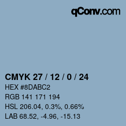 カラーコード: CMYK 27 / 12 / 0 / 24 | qconv.com