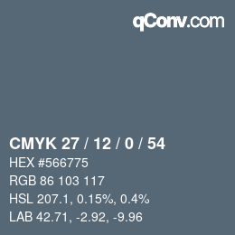 カラーコード: CMYK 27 / 12 / 0 / 54 | qconv.com