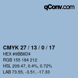 Color code: CMYK 27 / 13 / 0 / 17 | qconv.com