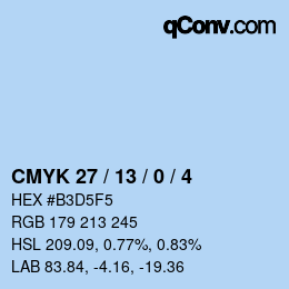 Color code: CMYK 27 / 13 / 0 / 4 | qconv.com