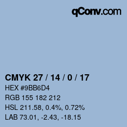 Color code: CMYK 27 / 14 / 0 / 17 | qconv.com