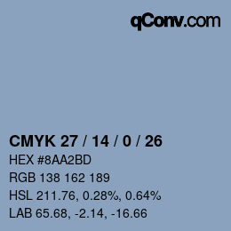 カラーコード: CMYK 27 / 14 / 0 / 26 | qconv.com
